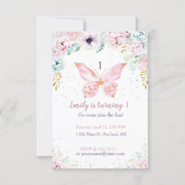 Convites Festa de aniversário floral e de borboletas
