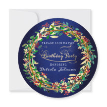 Festa de aniversário Floral Elegante Azul Marinho 