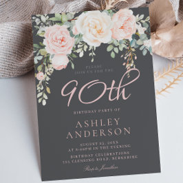 Convites Festa de aniversário Floral Elegante de Blush e Ci