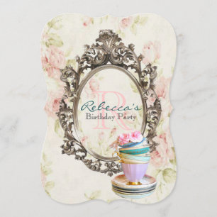 Convites festa de aniversário floral elegante em inglês