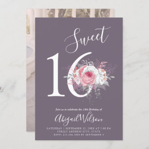 Convites Festa de aniversário floral elegante moderna de de