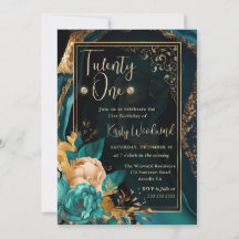Festa de Aniversário Floral em Ágata Azul Turquesa