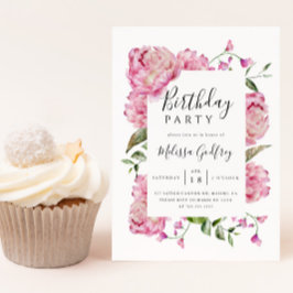 Convites Festa de aniversário Floral Rosa