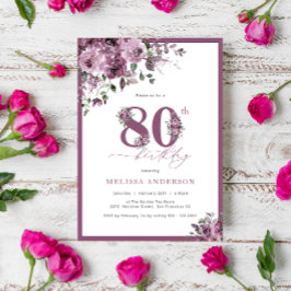 Convites Festa de aniversário Floral Roxo Elegante