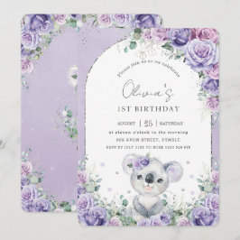 Convites Festa de aniversário Floral Suave Lilac Floral Koa