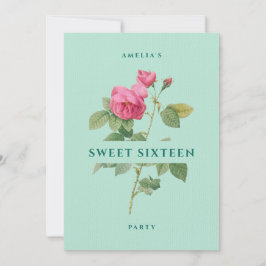 Convites Festa de aniversário Floral Verde De Dezesseis Min