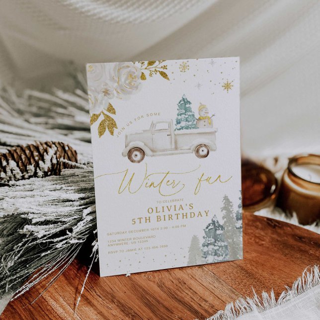 Convites Festa de aniversário Floral Winter Snowman (Criador carregado)