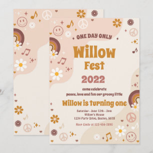 Convites Festa de aniversário FloralFest Hippie do Festiva