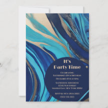 Festa de aniversário Fluxo Arte- Azul e Dourado-