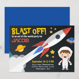 Convites Festa de Aniversário Foguete Espacial para Meninos