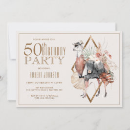 Convites Festa de aniversário Formal Llama 50ª