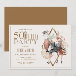 Convites Festa de aniversário Formal Llama 50ª