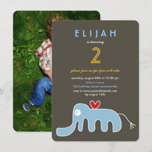 Convites Festa de Aniversário Foto de Elefante de Desenho A