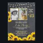 Convites Festa de aniversário Fotográfica Chalk Sunflower 2<br><div class="desc">Convite de fotografia floral,  Adicione a sua fotografia a este convite de giz de estilo vintage. Adicione qualquer idade. impressão incluído.</div>