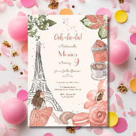 Convites Festa de aniversário francesa do tema Paris