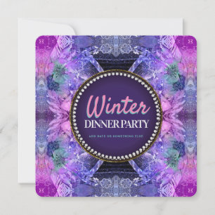 Convites Festa de Aniversário Geo Frills Roxo Rosa