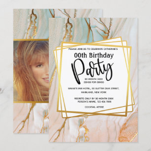 Convites festa de aniversário geométrica de ouro de pêss