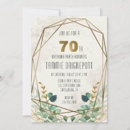 Convites Festa de aniversário Geométrica Dourada Verde