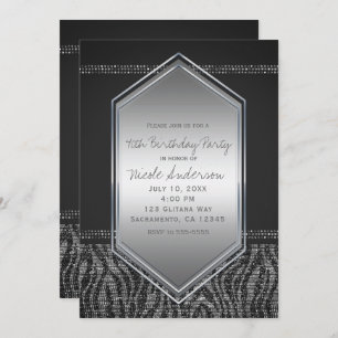 Convites Festa de aniversário Glam do cinza de prata da