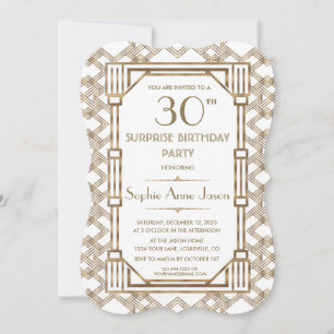 Convites Festa de Aniversário Glam White Gold Great Gatsby