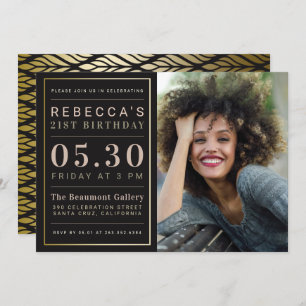 Convites Festa de aniversário glamoroso da foto da folha