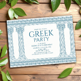 Convites Festa de Aniversário Grega com colunas azuis elega