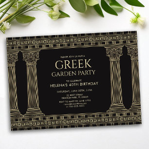 Convites Festa de aniversário grega com gráficos coloridos 
