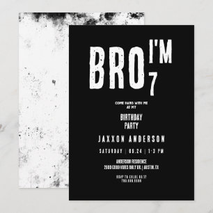Convites Festa de aniversário Grunge Black & White Boy
