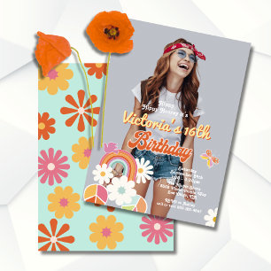 Convites Festa de aniversário Hippie Flower Power Photo 70