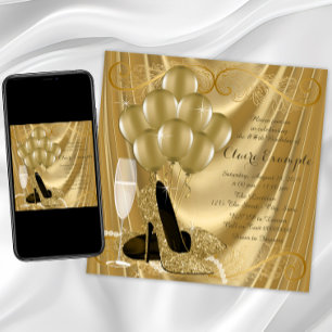 Convites Festa de Aniversário Hollywood Glamour Gold