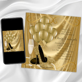 Convites Festa de Aniversário Hollywood Glamour Gold