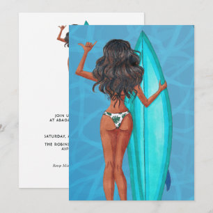 Convites Festa de aniversário I de férias de praia em Surf 