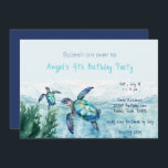 Convites Festa de aniversário II do Sea Turtle Kid<br><div class="desc">Convite de Festa de Aniversário do Sea Turtle Kid. Oceano aquarela com tartarugas marinhas. Passe por aqui. Sexo neutro.</div>
