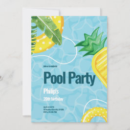 Convites Festa de aniversário Ilustrativa Azul