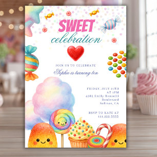 Convites Festa de Aniversário Infantil Celebração Doce Cand