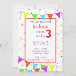 Convites Festa de aniversário infantil colorida