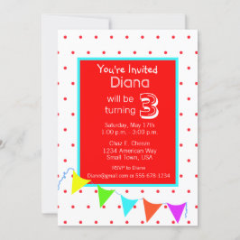 Convites Festa de aniversário infantil colorida