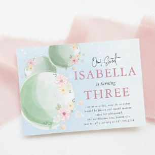 Convites Festa de Aniversário Infantil com Balões de Aquare