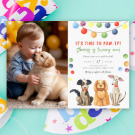 Convites Festa de Aniversário Infantil com Cachorro em Aqua
