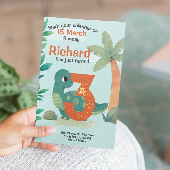 Convites Festa de Aniversário Infantil com Tema de Dinossau (Criador carregado)