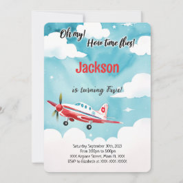 Convites Festa de Aniversário Infantil de Avião Editável