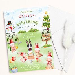 Convites Festa de aniversário infantil de inverno do Coelho