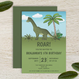 Convites Festa de Aniversário Infantil do Dinossauro Brachi