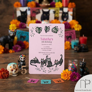 Convites Festa de Aniversário Infantil Gatos Calavera Fofos