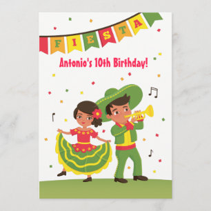 Convites Festa de Aniversário Infantil Mexicana Latina Dive
