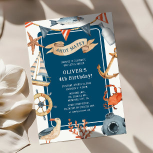 Convites Festa de Aniversário Infantil Náutica em Aquarela