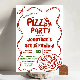 Convites Festa de Aniversário Infantil Pizza Coquete Vermel