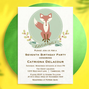 Convites Festa de Aniversário Infantil Raposa Floral Outono