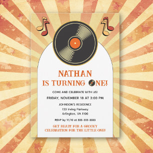 Convites Festa de Aniversário Infantil Retro 1º Festa Groov