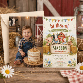 Convites Festa de aniversário infantil Rustic Barnyard 2 an